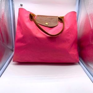 LONGCHAMP bright pink “Le Pilage” tote bag
